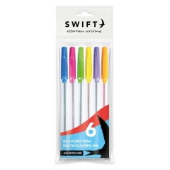 Multicoloured Ballpoint Pens, 6pk
