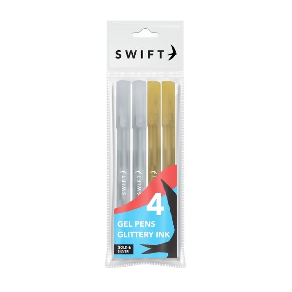 Gold & Silver Glitter Gel Pens 4pk