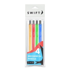 Mechanical Pencils, 4pk Asstd Eraser topped Mechanical Pencils, 4pk Asstd Eraser topped