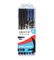 Fineliners, 6pk Black & Blue Fineliners, 6pk Black & Blue